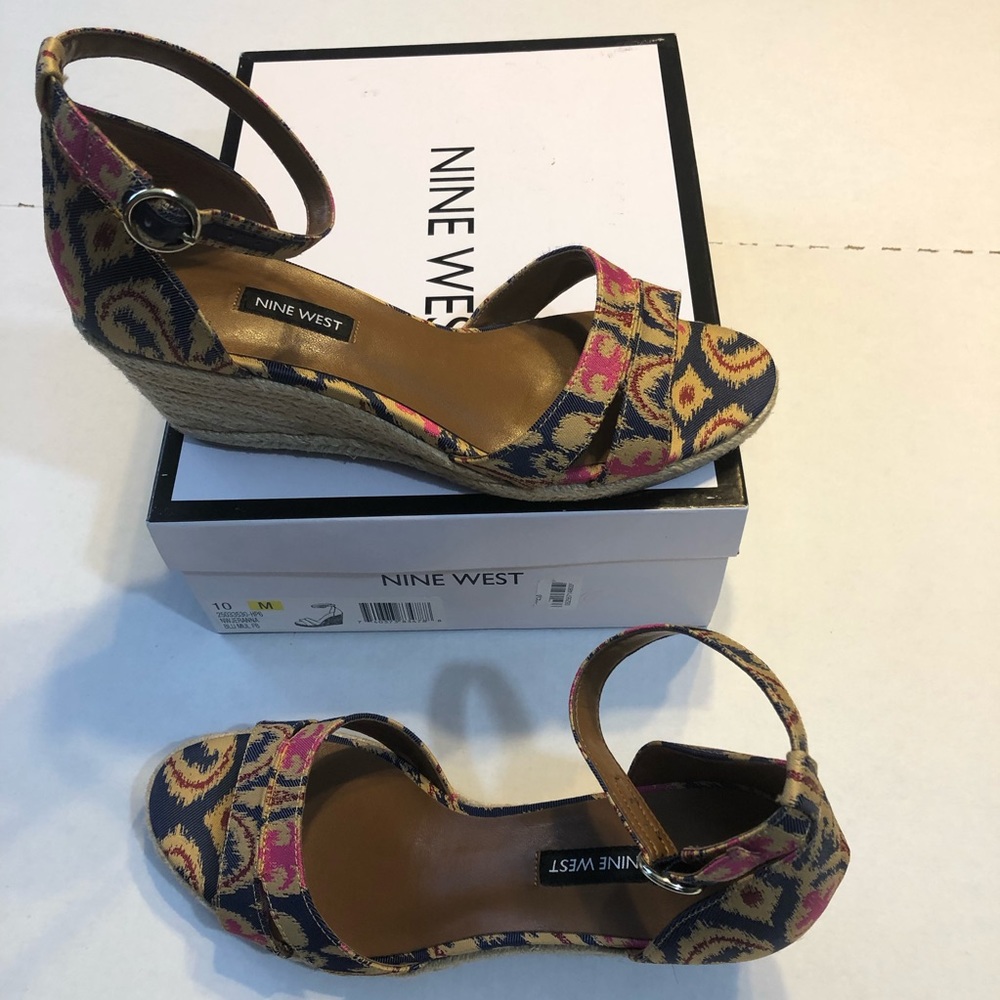 Nine West espadrille wedges heels with strap 10Med